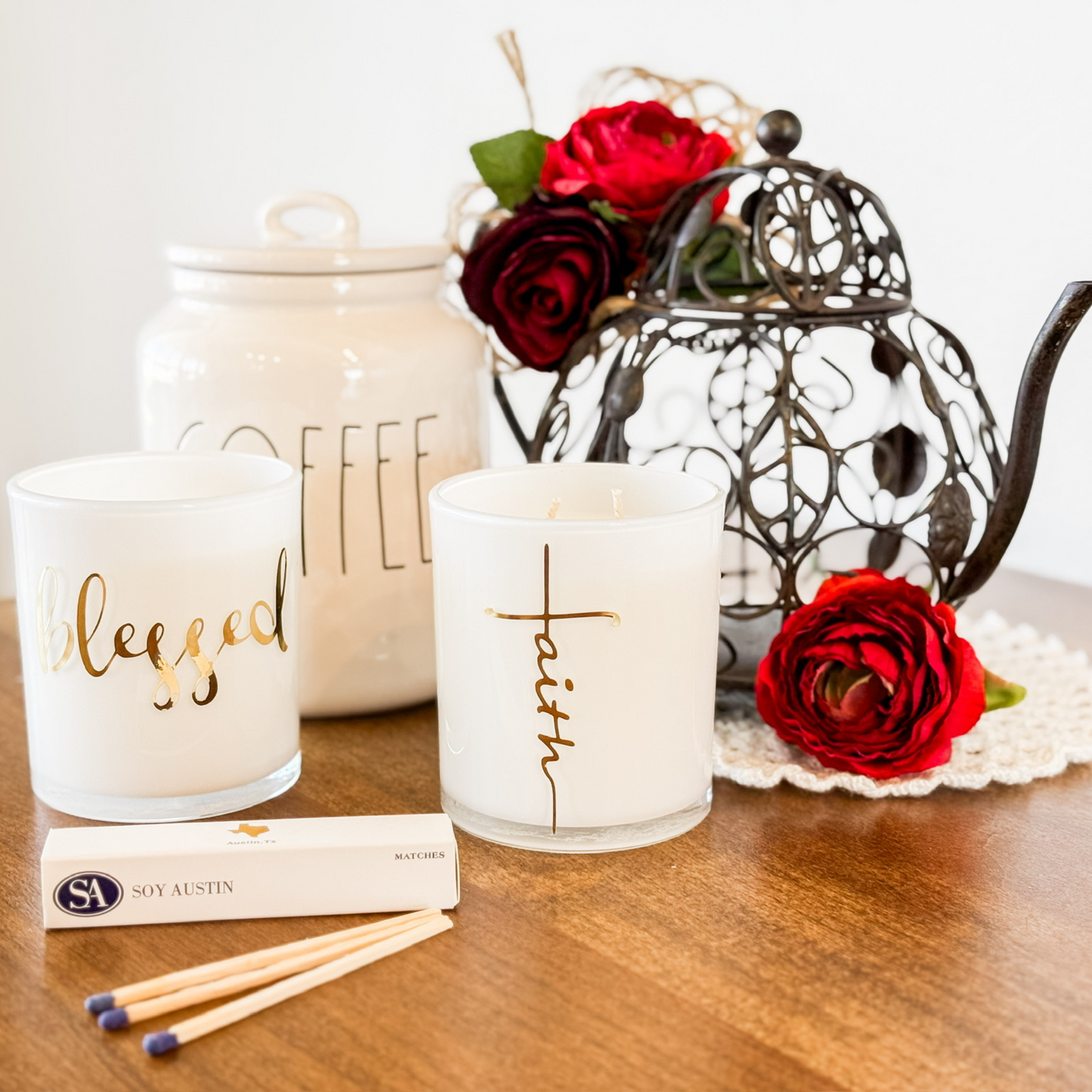 Luxe White Frosted Candle