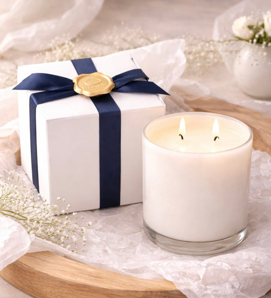 Single Luxe White Frosted Candle