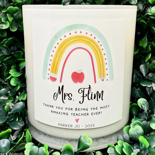 Pencil Rainbow - Personalized Teacher Gift Candle