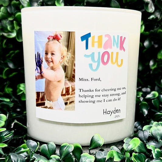 Thank You with Photo (Colorful) – Personalized Teacher Gift Candle
