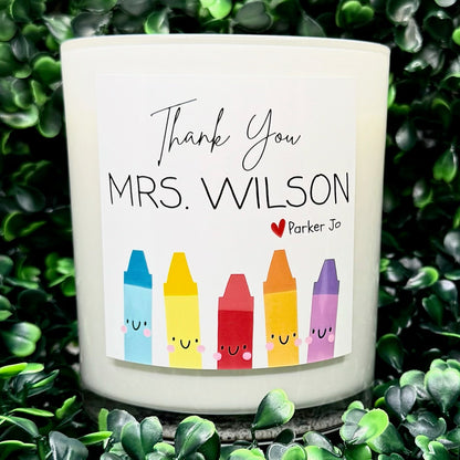 Happy Crayons – Personalized Teacher Gift Candle