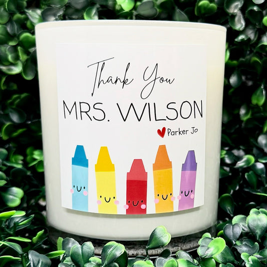 Happy Crayons – Personalized Teacher Gift Candle