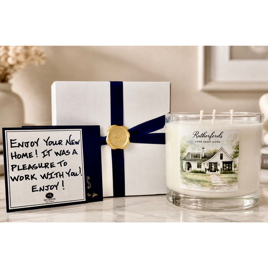 Custom Watercolor Home 3-Wick Candle - Large 28oz