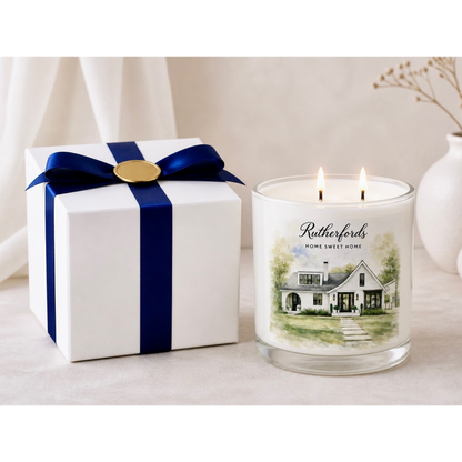 Custom Watercolor Home Candle