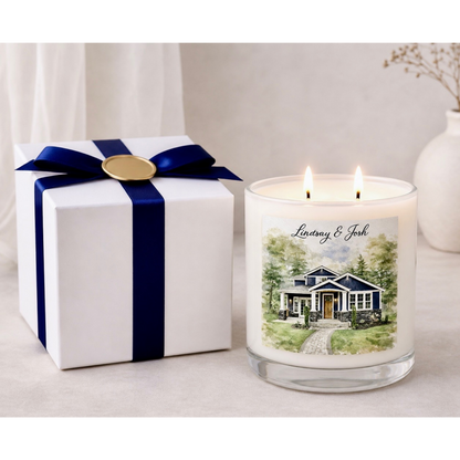 Custom Watercolor Home Candle