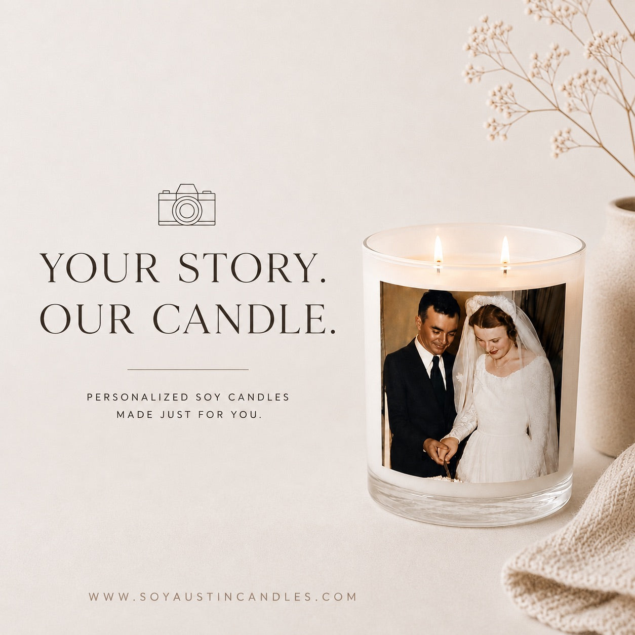 Luxe White Frosted - Custom Photo Candle