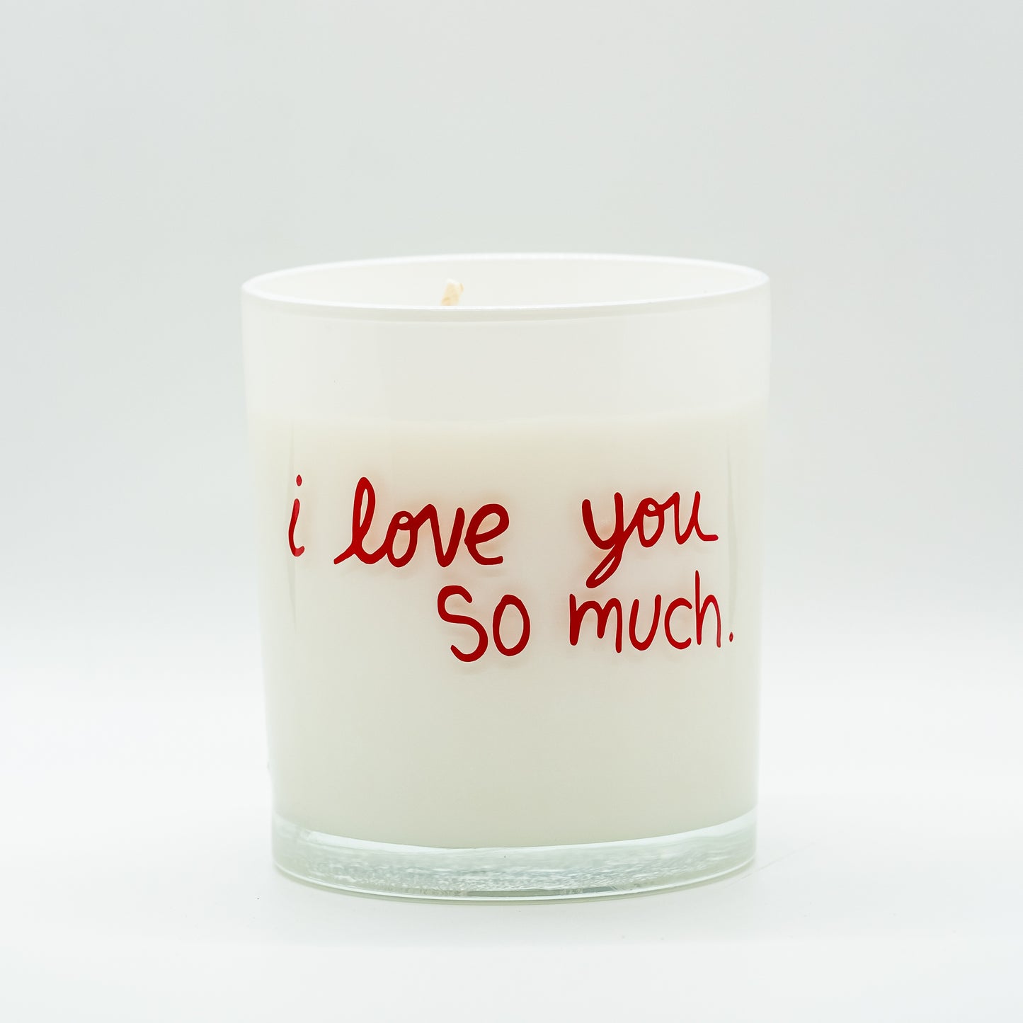 Decal on White Frosted Candle
