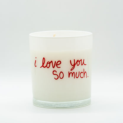 Decal on White Frosted Candle