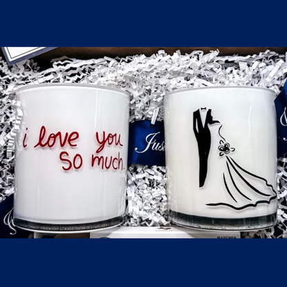 Luxe White Frosted Candles - Set of 2