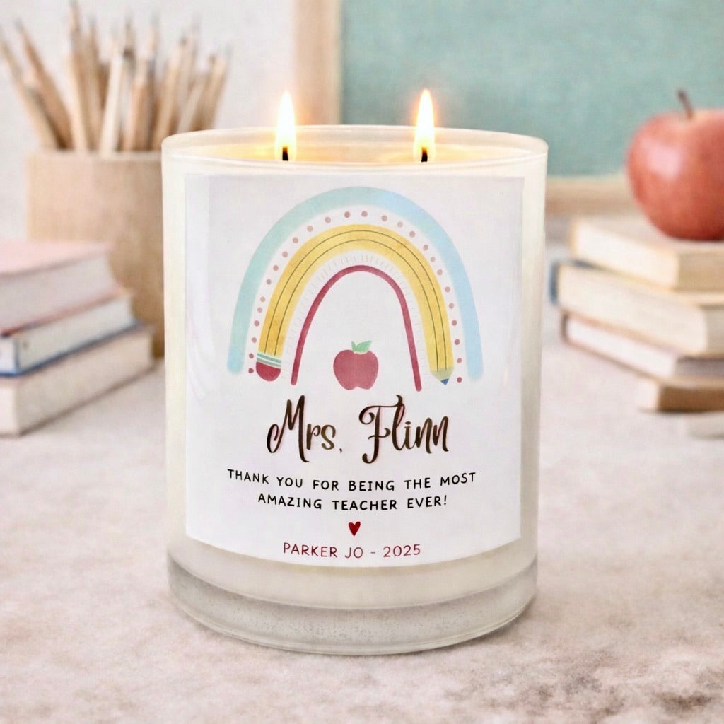 Pencil Rainbow - Personalized Teacher Gift Candle