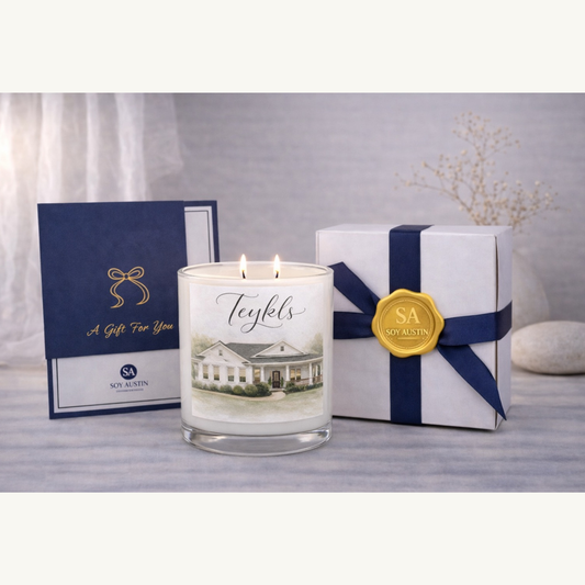 Custom Watercolor Home Candle
