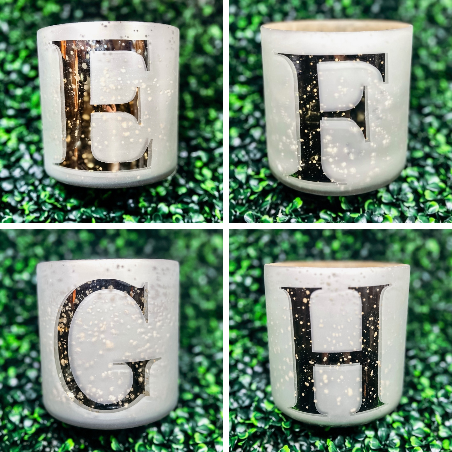 Mercury Glass Letter Vase with Candle