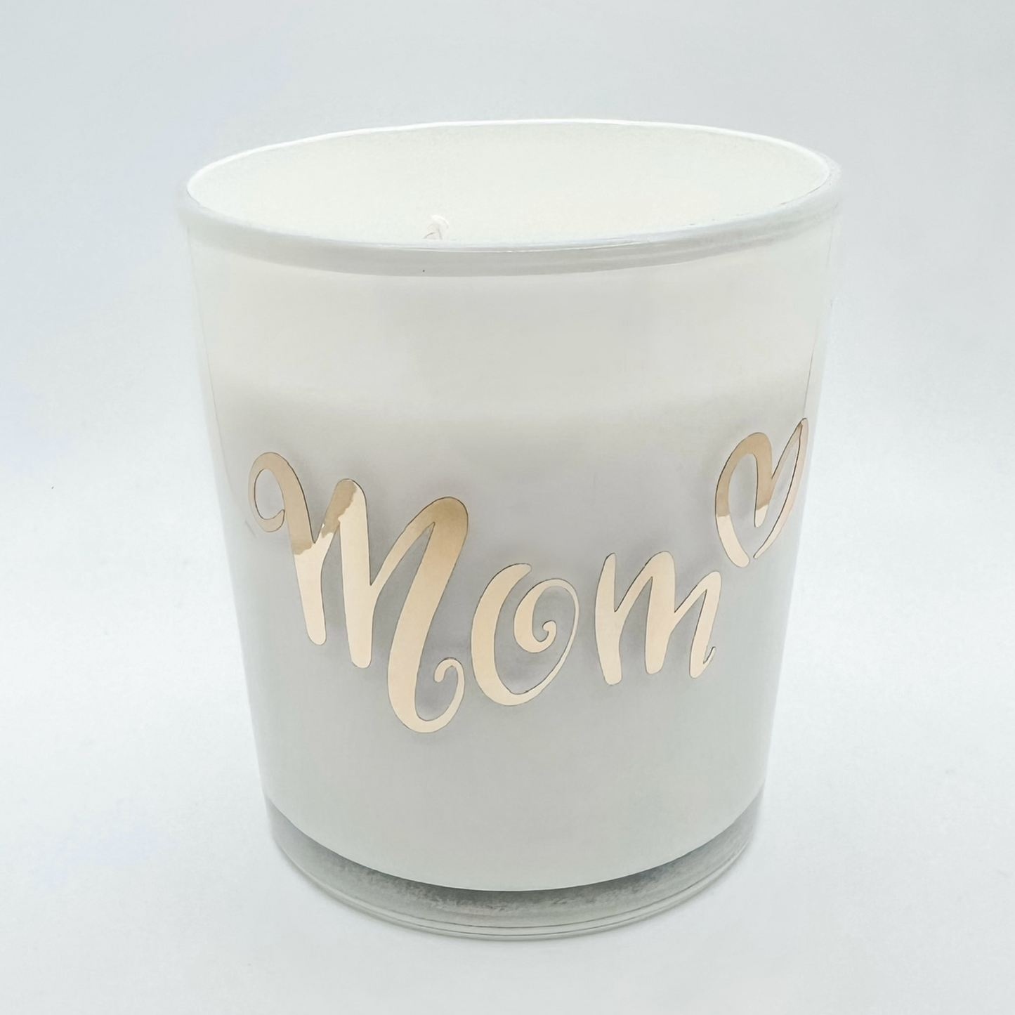 Decal on White Frosted Candle